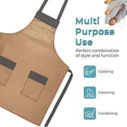 Aura Golden & Brown Waterproof Apron With Front Pocket image 5