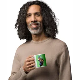 Mr UVD White & Green Cartoon Characters Printed Ceramic Matte Mug 350 ml image 5