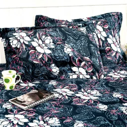lathwal crations Velvet Double Fitted (Elastic) 280 TC Printed Bedsheet image 3