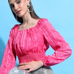 tokyo talkies Casual Regular Sleeves Solid Women Pink Top image 4