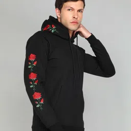 perspective Men Full Sleeve Embroidered Hooded Sweatshirt image 1