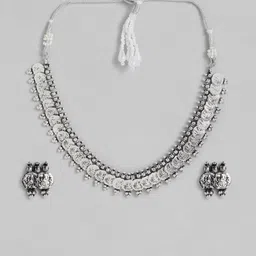 I Jewels Silver-Toned South Indian Silver-Plated Jewellery Set-picture-41