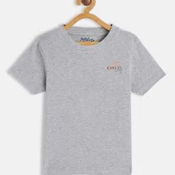 METRO KIDS COMPANY Boys Grey Melange Solid T-shirt with Printed Detail-picture-30