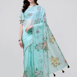 MIRCHI FASHION Floral Printed Zari Organza Saree-picture-11