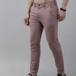 The Roadster Lifestyle Co Men Mauve Slim Fit Regular Trousers image 2