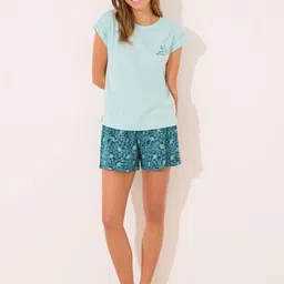 women'secret Women Floral Printed Pure Cotton Night Suit-image-4