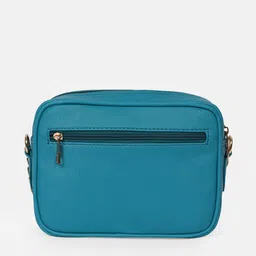 Bagsy Malone Turquoise Blue Textured PU Structured Sling Bag image 4