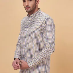 Peregrine by Pantaloons Yellow Cotton Slim Fit Checks Shirt-picture-21
