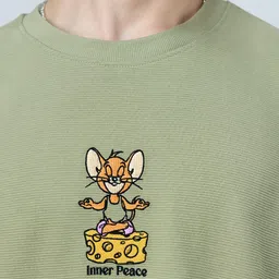 The Souled Store Men Tom & Jerry Graphic Printed Round Neck Cotton Oversized T-shirt image 2
