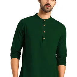 APEKTRA Mandarin Collar Roll-Up Sleeves Straight Short Kurta-picture-14