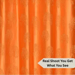 GEET CREATIONS Orange Set of 2 Floral Room Darkening Long Door Curtain image 2