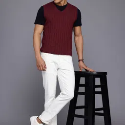 Louis Philippe Self-Checked Sweater Vest image 5