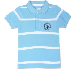 U.S. Polo Assn. Kids Blue Cotton Striped Polo T-Shirt-picture-44