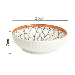 Nestasia Eye Catching Blooming Petal Ceramic Serving Bowl For Daily Use (9 Inch, 1000 ml) image 3
