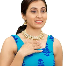 Shining Jewel - By Shivansh Gold-Plated Kundan Studded & Pearls Beaded Jewellery Set image 1