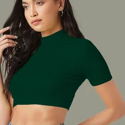 Dream Beauty Fashion Women High Neck Fitted Crop Top-picture-41