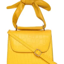 HauteSauce Yellow Textured Medium Handheld Handbag image 3