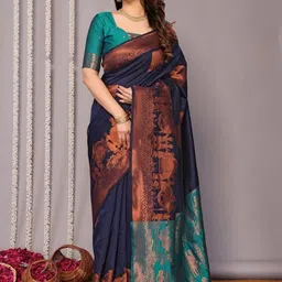 Snofi Creation Woven Design Zari Kanjeevaram Saree-picture-38