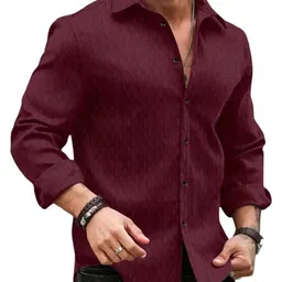 Deelmo Men Textured Spread Collar Casual Shirt image 2