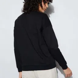 Ginger By Lifestyle Black Cotton Regular Fit Printed Sweatshirt image 2