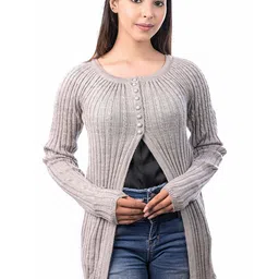 Varenyam Women Ribbed Cardigan Sweater-picture-33