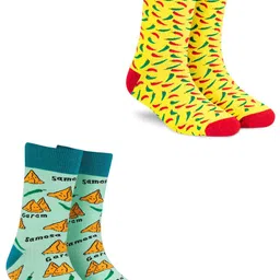 Dynamocks Pack Of 6 Printed Combed Cotton Odour Free Calf-Length Socks image 2