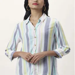 Honey by Pantaloons Off-White Striped Shirt-image-62