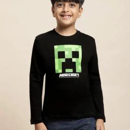 Kidsville Black Minecraft Print Full Sleeves T-Shirt-picture-5