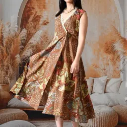 DECKEDUP Multi Color Cotton Printed Dress image 3
