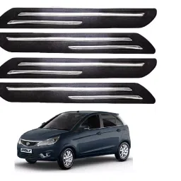 SCA Rubber Car Side Bumper Protector Guard with Double Chrome Strip for Tata Bolt All Model Black (Set of 4)-picture-38