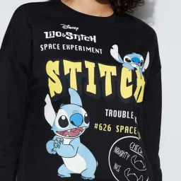 Ginger By Lifestyle Black Cotton Regular Fit Printed Sweatshirt image 4