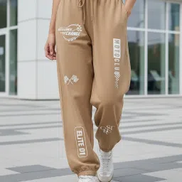 Bewakoof Women Beige Typography Print Joggers-image-21