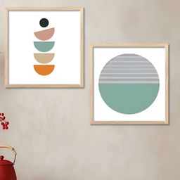 Kotart Brown & Beige 2 Pieces Boho Printed Wooden Wall Arts-picture-3