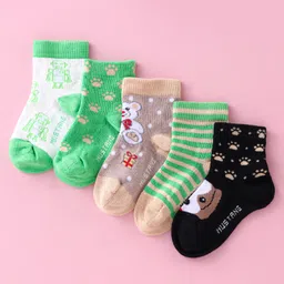 Mustang Cotton Blend Ankle Length Socks Vehicle Animal Pack of 5 - Green-image-31