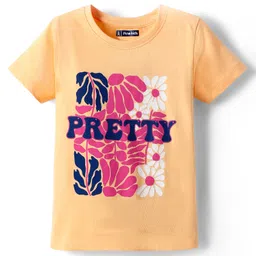 Pine Kids Cotton Kit Half Sleeves T-Shirt with Floral Print - Orange-picture-11