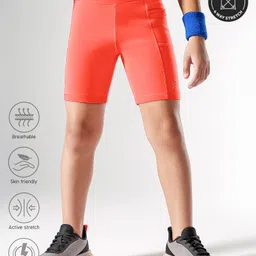Pine Active Premium Knit Ultra Comfort Super Stretch Aero Soft Solid Cycling Shorts - Red-picture-38