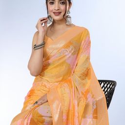 Mitera Floral Zari Poly Crepe Saree-picture-30