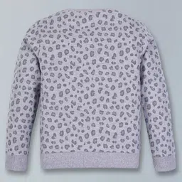 Plum Tree Full Sleeves All Over Leopard Printed Unfollow Ruled Text Detailed Sweatshirt - Grey image 3