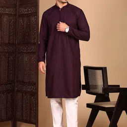 House of Pataudi Men Textured Kurta with Pyjama-picture-30