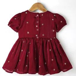 Saka Designs Woven Half Sleeves Kurti Gharara Set with Embroidery & Sequin Detailing - Maroon image 3