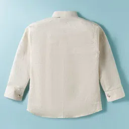 Rikidoos Full Sleeves Solid Shirt & Pant With Suspender & Bow Set - Cream & Navy Blue image 3