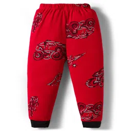 Kidi Wav Half Sleeves Monster Truck Printed Tee & Joggers Set - Red image 4