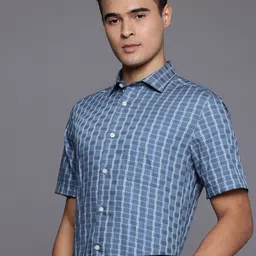 Louis Philippe Classic Fit Checked Pure Cotton Formal Shirt-image-72