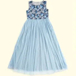 Pantaloons Junior Blue Cotton Floral Print Dress-image-28
