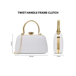 Lavie Signature Twist Handle Clutch with Detachable Chain -White (S) image 3