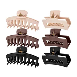 FHONEX Women Set Of 3 Matt Finished Claw Clip image 2