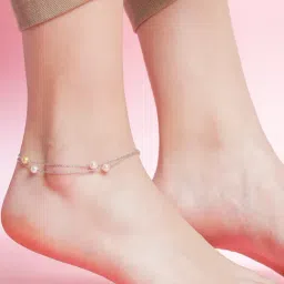 Zavya 925 Sterling Silver Pearl Chained in Rhodium Plating Flexible Anklets For Women-image-44