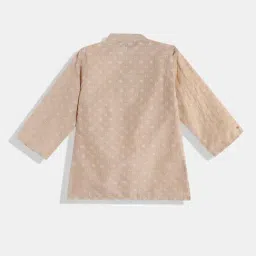 READIPRINT FASHIONS Kids Beige & White Embroidered Full Sleeves Kurta with Pyjamas image 2