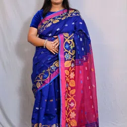 RIDDHIMAN FASHION Floral Printed Pure Cotton Paithani Saree With Unstiched Blouse-picture-32