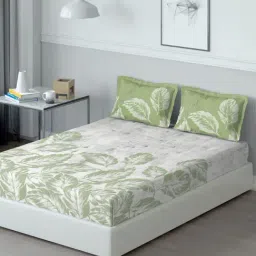 DDecor Cherish Floral Light Grey 150 TC Cotton Double Bedsheet with 2 Pillow covers-picture-10